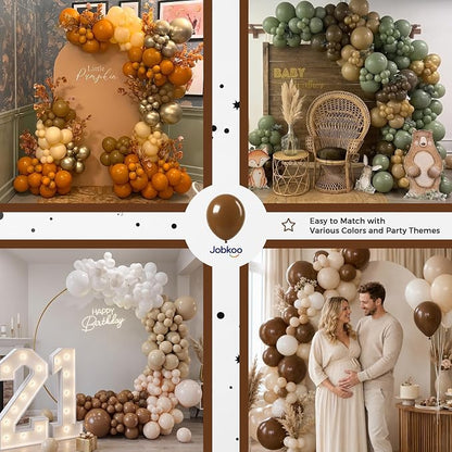 Jobkoo Brown Balloons 12 Inch, Light Brown Coffee Neutral Latex Balloon | Matte - Image 6