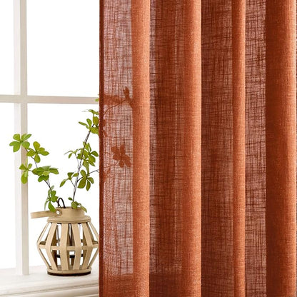 MIULEE Rust Fall Linen Curtains 52x90 Inch 2 Panels - Image 5