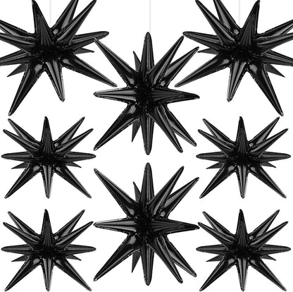 8 Pcs Black Star Balloons, 27/22 inch Explosion Foil Balloons by Wrbin