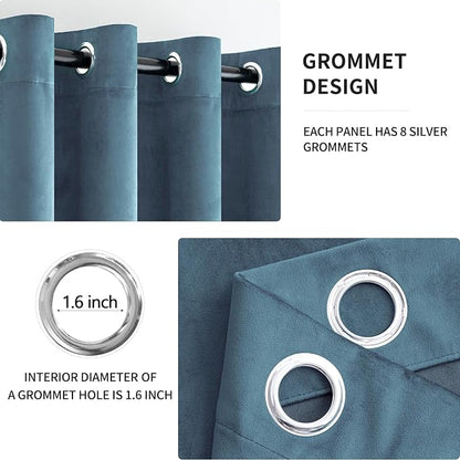 MIULEE Velvet Curtains Dark Slate Blue 52 x 108 Inch Length Set of 2 | Extra - Image 2