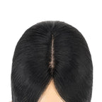 Hairro Human Hair Toppers Free Parted, 3.5x4.7" Base Hand-wovened 100% Real Hairpieces, with Invisible Clips-in for Women, for High Hairline/Adding Volume on Top, 12 Inch Jet Black