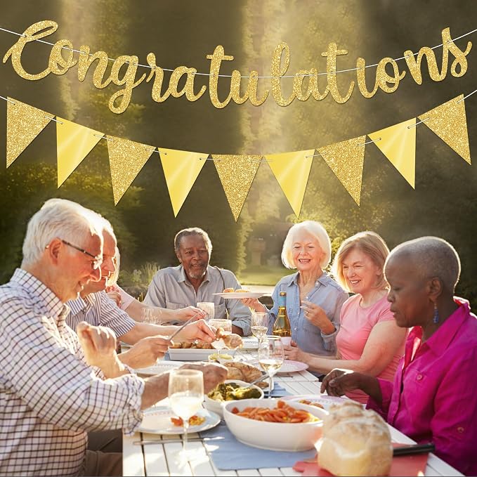 Glitter Gold Congratulations Banner - Image 5