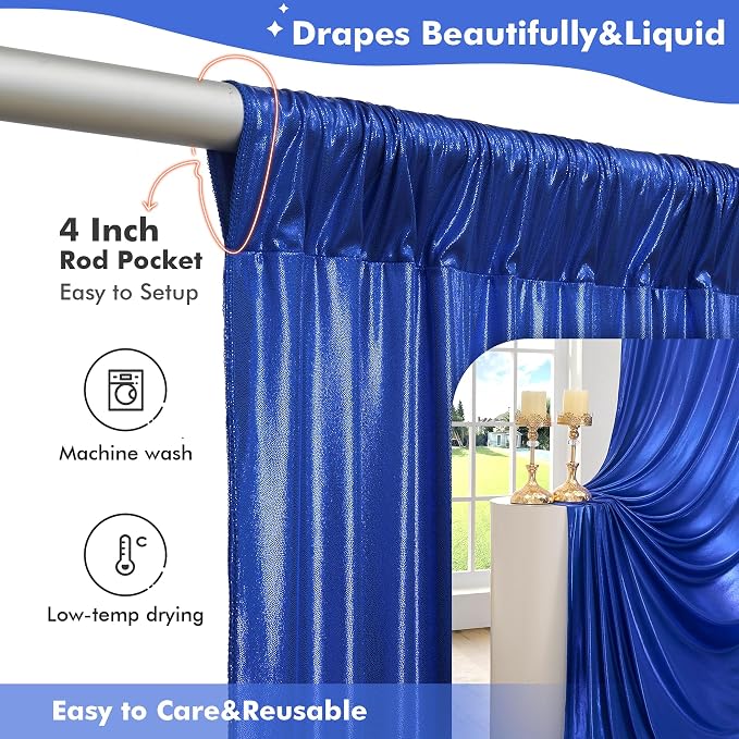 20x10ft Shimmer Royal Blue Sequin Backdrop Curtain - Image 3