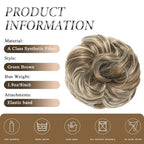 Large Messy Bun Hair Piece Curly Synthetic Extensions Scrunchies Fake Chignon Updo Hairpieces for Women Natural Blonde Highlights