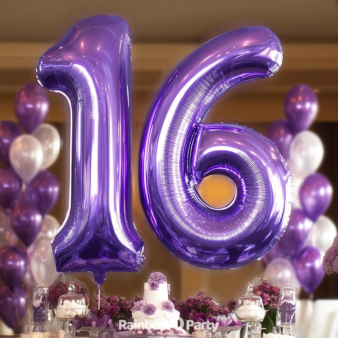 RainbowQ Purple 1 Balloon Number 40 Inch 0-40 Foil Large Balloons | Big Mylar 1 - Image 2