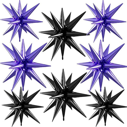 Purple Black Star Balloons, 22/27 Inch Black and Purple Star Shaped Balloons by Paready
