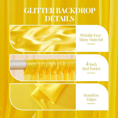 20x10ft Yellow Gold Glitter Backdrop Curtain - Image 4