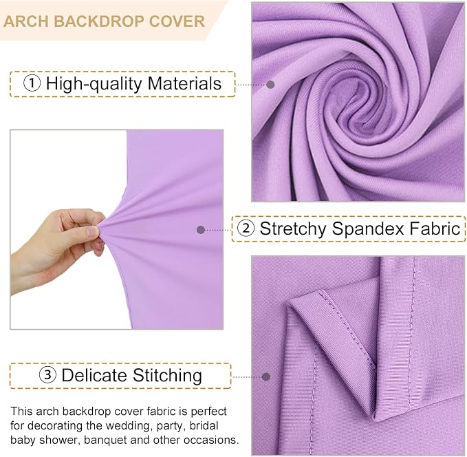 FANPROMS Wedding Arch Cover Set of 3 Lavender Arch Backdrop Cover 4 5 6FT - Image 3