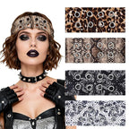 Meifuly 4 Pack Fashion Grommet Wide Headbands for Women, Hollow Out Eyelets Elastic Wide Headband, Y2k Girls Punk Grunge Stretchy Hair Accessory