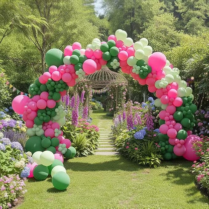 Pink and Green Balloons Garland Arch Kit 183Pcs - Image 4