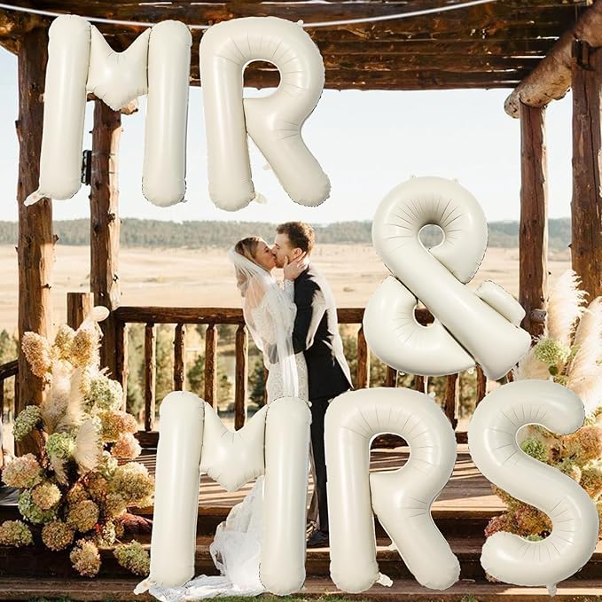 40 Inch Beige MR & MRS Balloons - Image 5