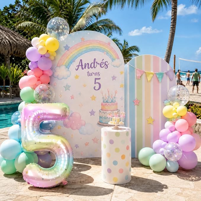 Big Number 5 Balloons, Rainbow Foil 5 Balloon Numbers 40 Inch, Giant 5th - Image 6