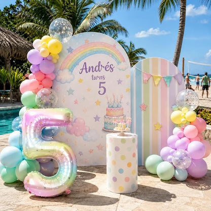 Big Number 5 Balloons, Rainbow Foil 5 Balloon Numbers 40 Inch, Giant 5th - Image 6