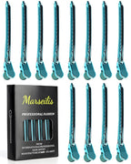 Alligator Clips for Hair Styling 12 pcs Anti-Slip No-Trace Duck Billed Hair Clips Rustproof Metal Alligator Curl Clips for Hair Styling for Salon & Makeup, blue.