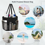 Mesh Shower Caddy Portable, Large Capacity Shower Bag Quick Dry Bathroom Tote, Travel Toiletry Bag Organizer with 6 Pockets for Dorm Room, Gym, Bathroom, Swimming, Camping, Beach, Travelling