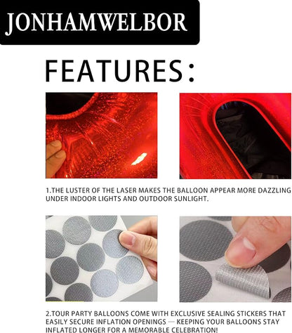 Jonhamwelbor 40 Inch Laser Red Number 8 Balloon Foil Mylar Giant Balloon - Image 4