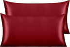 NTBAY 2 Pack Satin King Pillowcases for Hair and Skin, Luxurious and Silky Pillow Cases with Envelope Closure, 20x36 Inches, Wine Red
