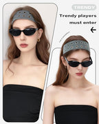 Grommet Headband for Women, Light Grey 23cm Hollow Out Elastic Hair Band, Eyelets Punk Grunge Stylish Hairband