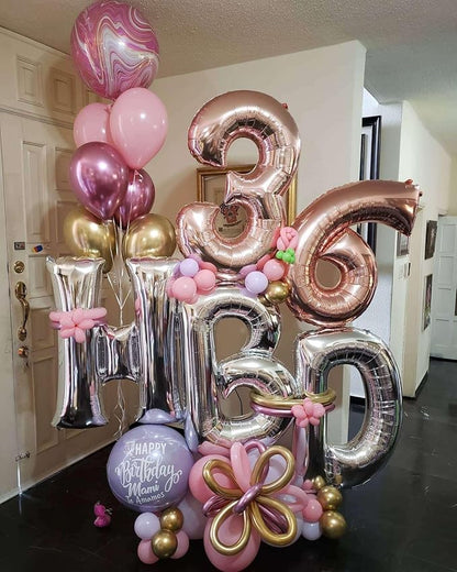 Rose Gold 35 Number Balloons, 40 Inch Giant Number 35 Balloons Foil Mylar - Image 4