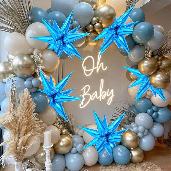 Blue Star Balloons, 12 Point Large Spike Mylar Balloon - Image 5