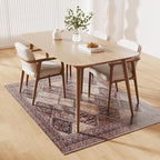 Floor Mat for Home 5×7ft, Easy Clean Plastic Rug-Like Pattern Area Mat for Living Room, Waterproof Vinyl Area Rug for Under Kitchen Table, No Slip Soft Vintage Rug for High Traffic Area (Brown)