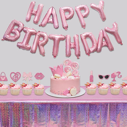 Metallic Pink Happy Birthdays Banner - Image 2