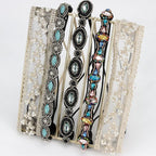 AMCAMI Rhinestone Crystal Beaded Hairbands 5 Pack - Elastic Hippie Hair Accessories for Women and Girls