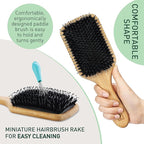 Natural Boar Bristle Hair Brush for Women, Men, Kids; Dry and Wet Detangling Hair Brush Gently Enhances Shine, Smooths Frizz and Prevents Breakage in Fine and Straight, Thick and Curly Hair (paddle)
