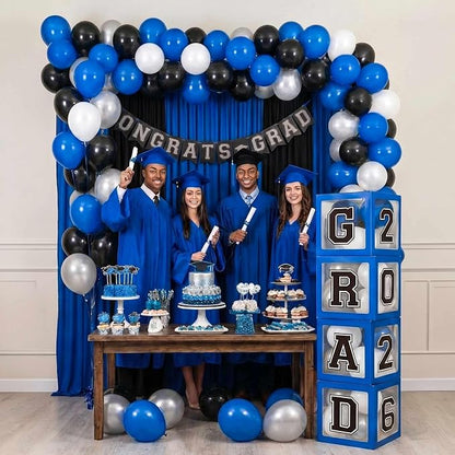 Graduation Decorations 2026 Navy Blue and Gold Balloon Boxes and Arch Garland - Image 8