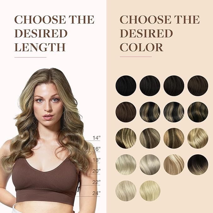 GOO GOO Clip in Hair Extensions Real Human Hair, Remy Human Hair Extensions Clip ins for Women, Natural Human Hair, 16inch 130g 7Pcs, 3/8/613 Balayage Walnut Brown to Ash Brown and Bleach Blonde