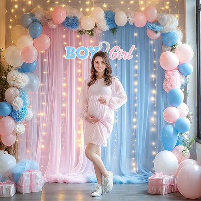 10x10ft Pink Blue Tulle Backdrop Curtain - Image 8