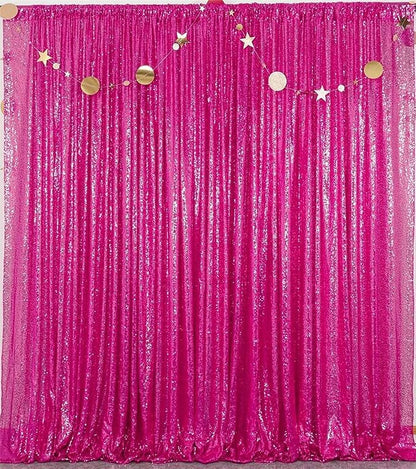JYFLZQ Hot Pink Sequin Backdrop Curtain 6x8ft 1 Panel Fuchsia Glitter Photo - Image 3
