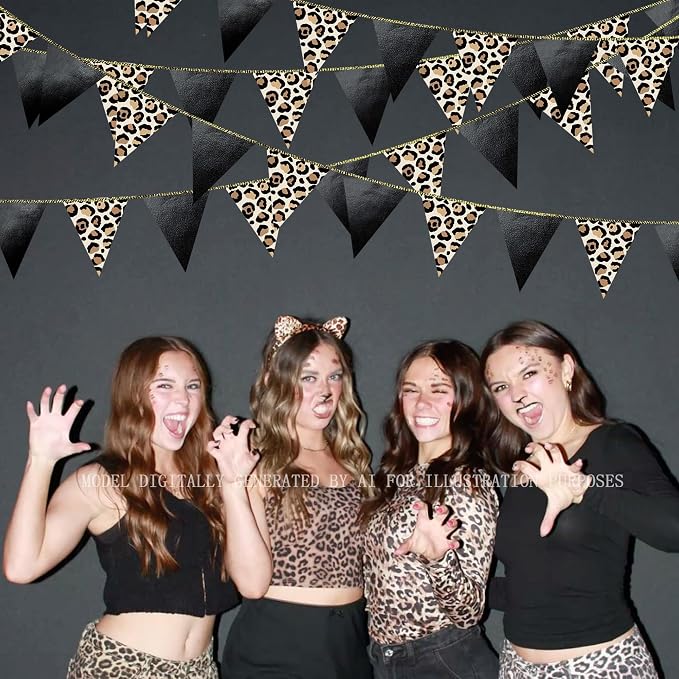 Leopard Black Pennant Banner Flag Hanging Paper Triangle Bunting - Image 4