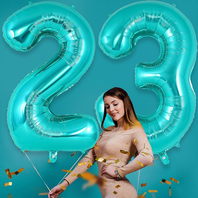 Teal Blue Number 3 Balloon, 40 Inch Big Large Foil Helium Number Balloons - Image 5