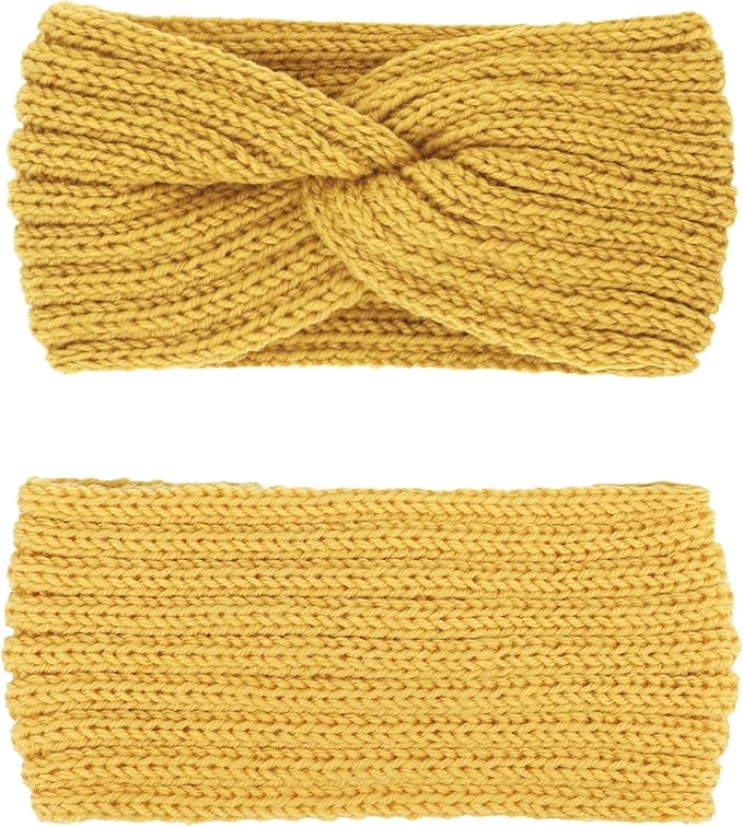 DRESHOW Knit Crochet Headband for Women Ear Warmer Soft Turban Stretch Warmer Headbands Winter Fashion Head Wrap
