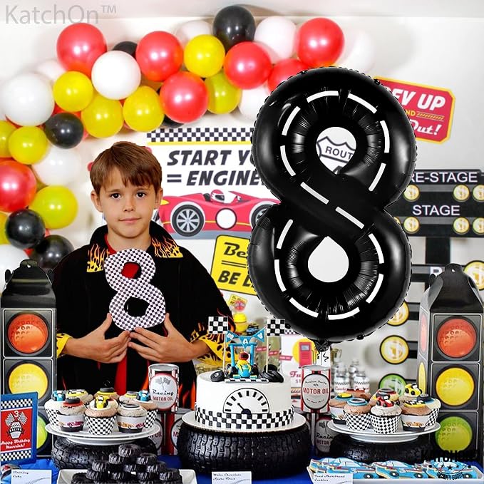 KatchOn Number 8 Check Balloon 40 Inch, 8 Construction Balloon Decor | 8th Road - Image 2