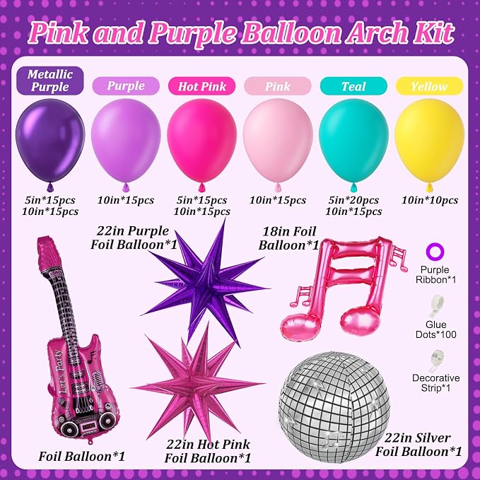 143pcs Pink and Purple Balloon Arch Kit - Image 2