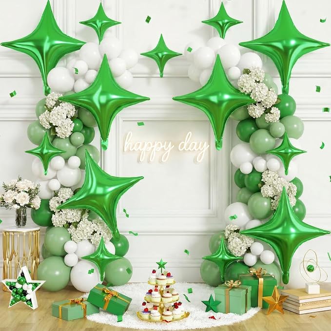 Green Star Balloons, 26 Inch and 10 Inch Green Stars Shaped Balloon - Image 4