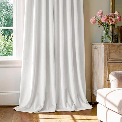 White Velvet Curtains Light Dimming Privacy, W52 x L96, 2 Panels | Back Tab - Image 6