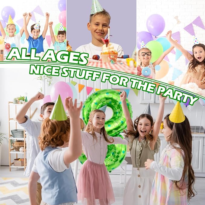 40 Inch Giant Green Pixel Miner Theme Number Balloons 40 Inch Foil Party - Image 5