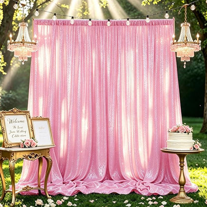 Hahuho Pink Sequin Backdrop Curtain, Banquet Decoration（6 Panels, 2FT x 8FT - Image 7