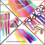 Colored Braids Hair Extensions with Rubber Bands Rainbow Braided Synthetic Hairpieces Ponytail Hair Accessories for Women Kids Girls Party Highlights Cosplay Dress Up (12PCS A Style)