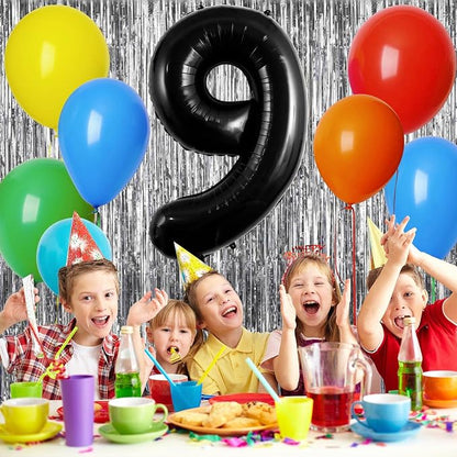 Black Number 9 Balloons 40 Inch Large Foil Balloons, Giant Number Balloon - Image 3