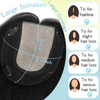 Hair Toppers for Women Real Human Hair, 360° 3D Toppers Pieces for Women with Thinning Crown Side Bangs 14 Inch Upgrade Big Basement (Black, 14 Inch Side Bangs)