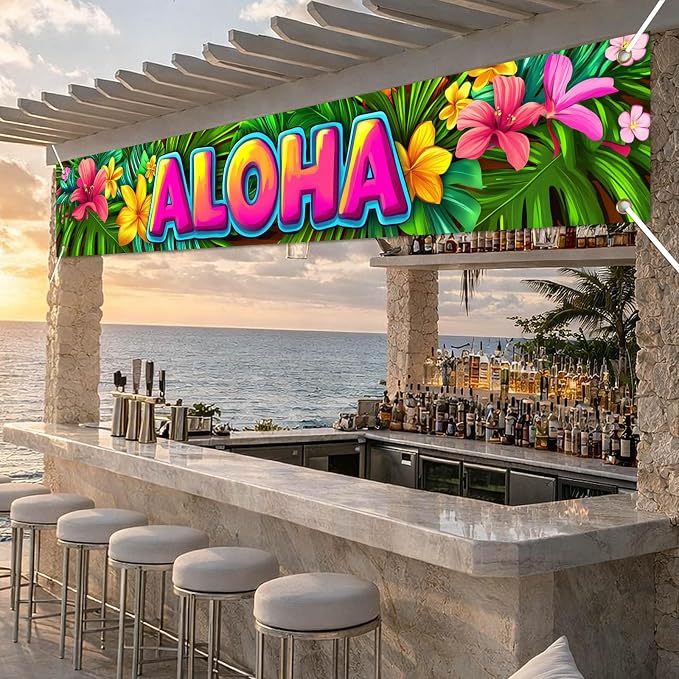 HOMETITUTE Luau Party Decorations Aloha Hawaiian Fence Banner 118 x 20 Inch | - Image 7