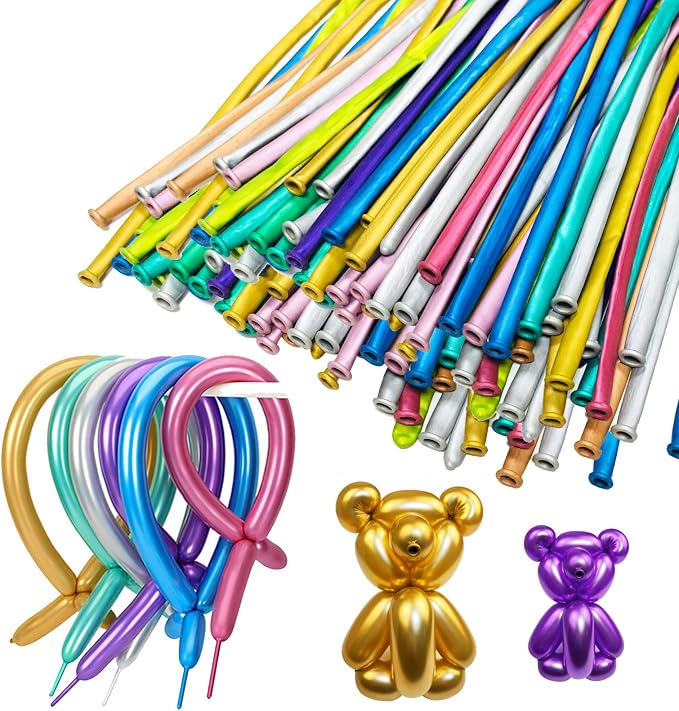 Metallic 260 long balloons 100 Pack Multicolored Twisting Animal Balloons - Image 4