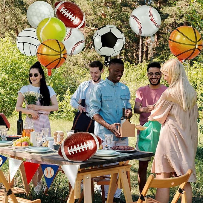 28 Pieces Sports Foil Balloon Set, Mylar Sports Balloons - Image 6