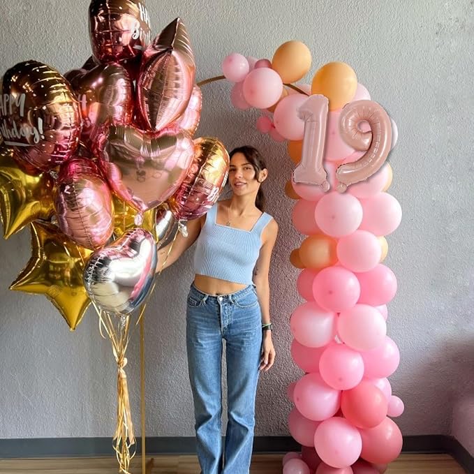 TONIFUL Number Balloon 16 Inch 10Pcs Light Pink 0-9 Birthday Number Ballons | - Image 5