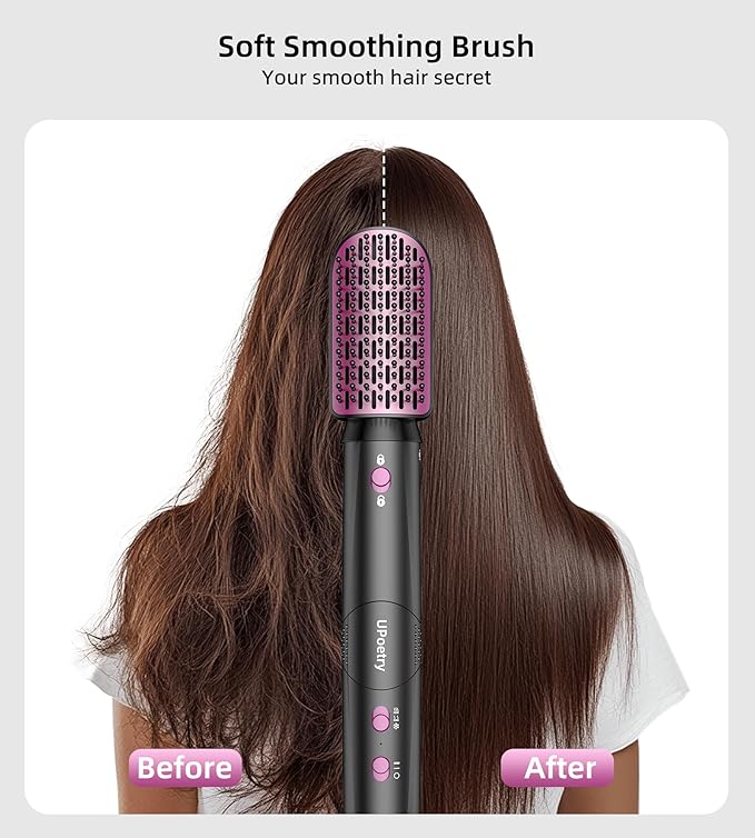 5 in 1 Hot Air Styler & Hair Dryer Brush, High-Speed Blow Dryer, 1300W Fast Drying Curling Without Heat Damage, Volumizing Straightening, Auto Wrap Curlers Includes Travel Storage Bag