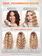 SHEGLAM Hair Beach Babe Hair Waver 2 Barrel Crimper 1 Inch with Smart Timer & Adjustable Temps Dual Voltage, Anti-Scald, Easy to Use